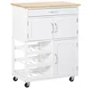 Streamdale Furniture Streamdale Bar Cart Rolling Kitchen Island On Wheels With Wine Rack