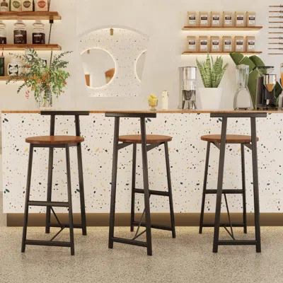 Streamdale Furniture Streamdale Bar Stool Set Of 3 - Counter Height, Black & Walnut Brown