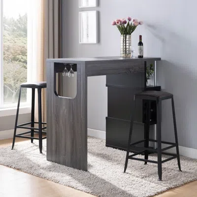 Streamdale Furniture Streamdale Bar Table Distressed Grey Black
