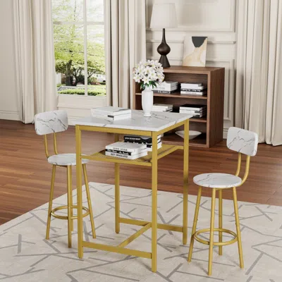 Streamdale Furniture Streamdale Bar Table, Equipped With 2 Bar Stools, With Backrest And Partition