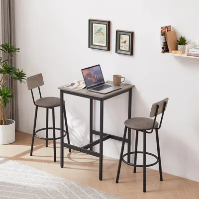 Streamdale Furniture Streamdale Bar Table Set With 2 Bar Stools Pu Soft Seat With Backrest23.62"w X