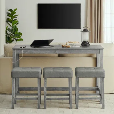 Streamdale Furniture Streamdale Bar Table Set With Outlets & Stools