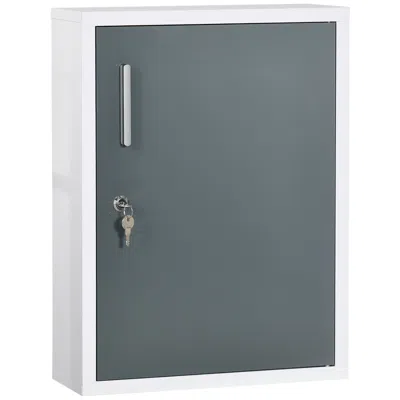 Streamdale Furniture Streamdale Bathroom Medicine Cabinet With Shelves, Locking, White And Grey