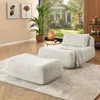 Streamdale Furniture Streamdale Bean Bag Chair Set W/ Ottoman & Pillow - Beige