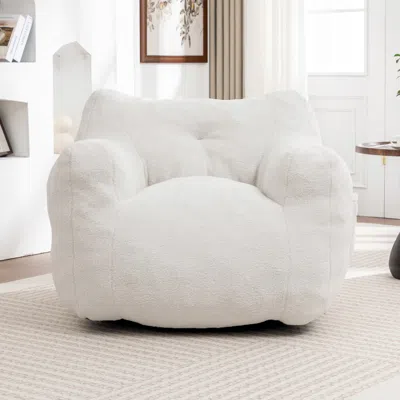 Streamdale Furniture Streamdale Bean Bag Sofa Chair With Armrests, High-density Foam, Comfy For Living Room/bedroom In White