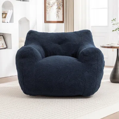 Streamdale Furniture Streamdale Bean Bag Sofa Chair With Armrests, High-density Foam, Comfy For Living Room/bedroom In Blue