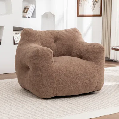 Streamdale Furniture Streamdale Bean Bag Sofa Chair With Armrests, High-density Foam, Comfy For Living Room/bedroom In Brown