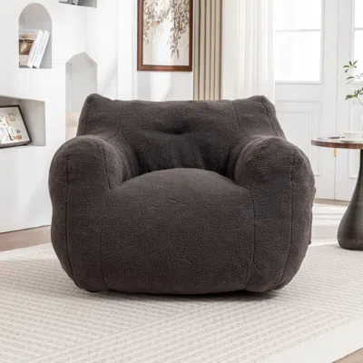 Streamdale Furniture Streamdale Bean Bag Sofa Chair With Armrests, High-density Foam, Comfy For Living Room/bedroom In Gray