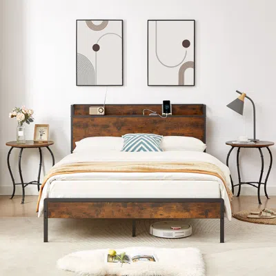 Streamdale Furniture Streamdale Bed Frame With Charging Station Full Size