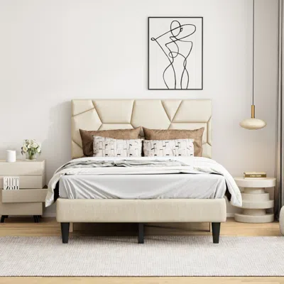 Streamdale Furniture Streamdale Bed Frame With Storage Headboard And Noise-free Platform