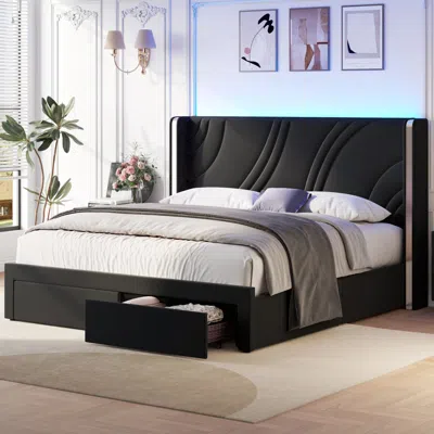 Streamdale Furniture Streamdale Bed Frame With Storage, Wingback Headboard