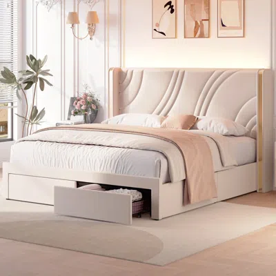 Streamdale Furniture Streamdale Bed Frame With Storage, Wingback Headboard