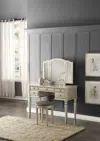 Streamdale Furniture Streamdale Bedroom Contemporary Vanity Set W Foldable Mirror Stool Drawers