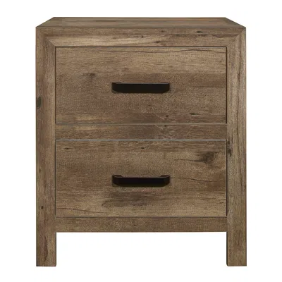 Streamdale Furniture Streamdale Bedroom Wooden Nightstand 1 Piece Weathered Pine Finish 2x Drawers In Orange