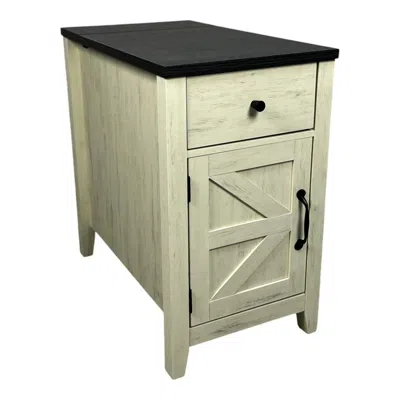 Streamdale Furniture Streamdale Bedside Table With Barn Door & Charging
