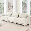 Streamdale Furniture Streamdale Beige Chenille 3-seater Sofa With Lumbar Pillow