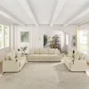 Streamdale Furniture Streamdale Beige Corduroy 7-seat Sofa Set With Storage & Cup Holders