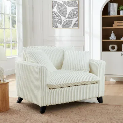 Streamdale Furniture Streamdale Beige Corduroy Accent Chair - Tufted, Ergonomic, Easy Assembly