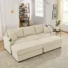 Streamdale Furniture Streamdale Beige Corduroy Sofa Bed With Storage & Ottomans