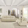 Streamdale Furniture Streamdale Beige Corduroy Sofa Set W/ Storage, Cup Holders & Charging