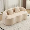Streamdale Furniture Streamdale Beige Curved Loveseat Sofa, Small Space Couch With 2 Pillows In Neutral