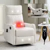 Streamdale Furniture Streamdale Beige Fabric Heat Massage Rocker Swivel Recliner In White