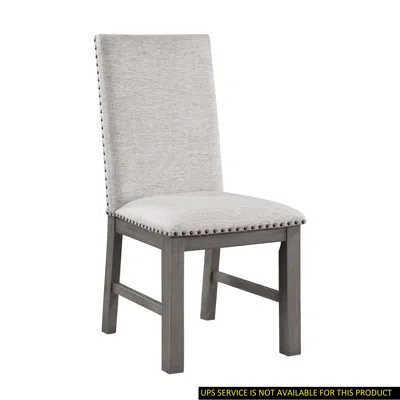 Streamdale Furniture Streamdale Beige Fabric Upholstered Dining Chairs With Gray Wood Frame