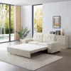 Streamdale Furniture Streamdale Beige Linen Sleeper Sofa Bed With Pull Out Chaise