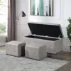 Streamdale Furniture Streamdale Beige Linen Storage Ottoman With Nested Ottomans In Gray