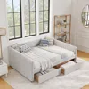 Streamdale Furniture Streamdale Beige Linen Upholstered Daybed With Trundle