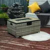 Streamdale Furniture Streamdale Beige Rattan Fire Pit Table With Tank Holder And Ceramic Tile Tabletop