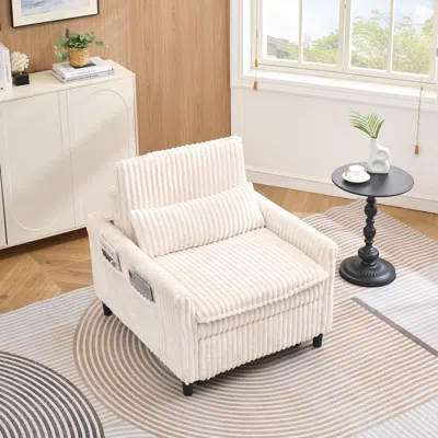 Streamdale Furniture Streamdale Beige Small Space Sofa Bed With Pillow