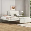 Streamdale Furniture Streamdale Beige Upholstered Platform Bed With Adjustable Trundle