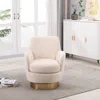 Streamdale Furniture Streamdale Beige Velvet Swivel Accent Chair With Gold Base