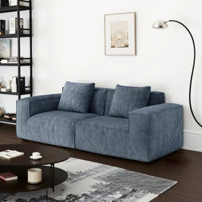 Streamdale Furniture Streamdale Belfin Modular Sectional Sofa Bed - Chenille Fabric Gary In Blue