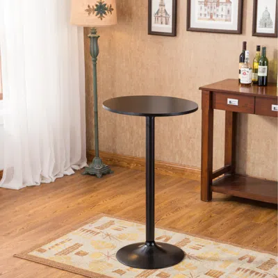 Streamdale Furniture Streamdale Belham Black Round Top With Black Leg And Base Metal Bar Table