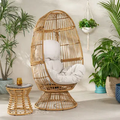 Streamdale Furniture Streamdale Berkshire Outdoor Swivel Egg Chair With Water-resistant Cushion