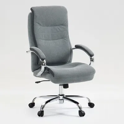 Streamdale Furniture Streamdale Big & Tall Linen Office Chair - Adjustable Height, 300lbs Capacity In Gray