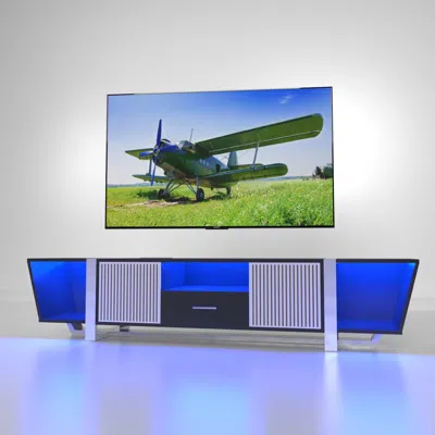 Streamdale Furniture Streamdale Biplane Shape Led Tv Stand With Remote Control Lights