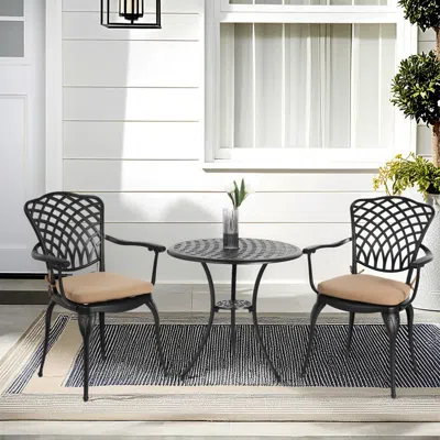 Streamdale Furniture Streamdale Bistro Set Aluminum Table, 2 Chairs, Umbrella Hole