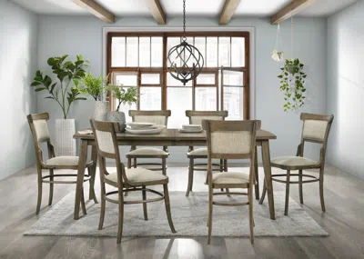 Streamdale Furniture Streamdale Bistro Vintage Walnut 7 Piece 72" Dining Table Set With Off White