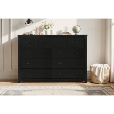 Streamdale Furniture Streamdale Black 10-drawer Dresser - Wide Chest, Sturdy & Safe