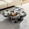 Streamdale Furniture Streamdale Black & Beige Limestone Style Coffee Table In Black