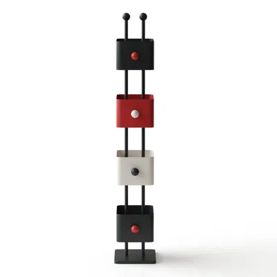 Streamdale Furniture Streamdale Black & Red Bookshelf/side Table/magazine Rack