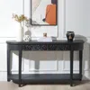 Streamdale Furniture Streamdale Black Carved Wooden Console Table With Storage