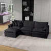 Streamdale Furniture Streamdale Black Chenille Modular Sectional Sofa With Ottoman