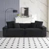 Streamdale Furniture Streamdale Black Corduroy 4-seat Sofa With Pillows