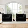 Streamdale Furniture Streamdale Black Corduroy Armchair Set With Pillows