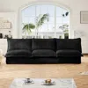 Streamdale Furniture Streamdale Black Corduroy Modular 3-seater Sofa In Black
