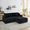 Streamdale Furniture Streamdale Black Corduroy Sofa W/ Storage Leg & Pillows - Living Room/office In Black